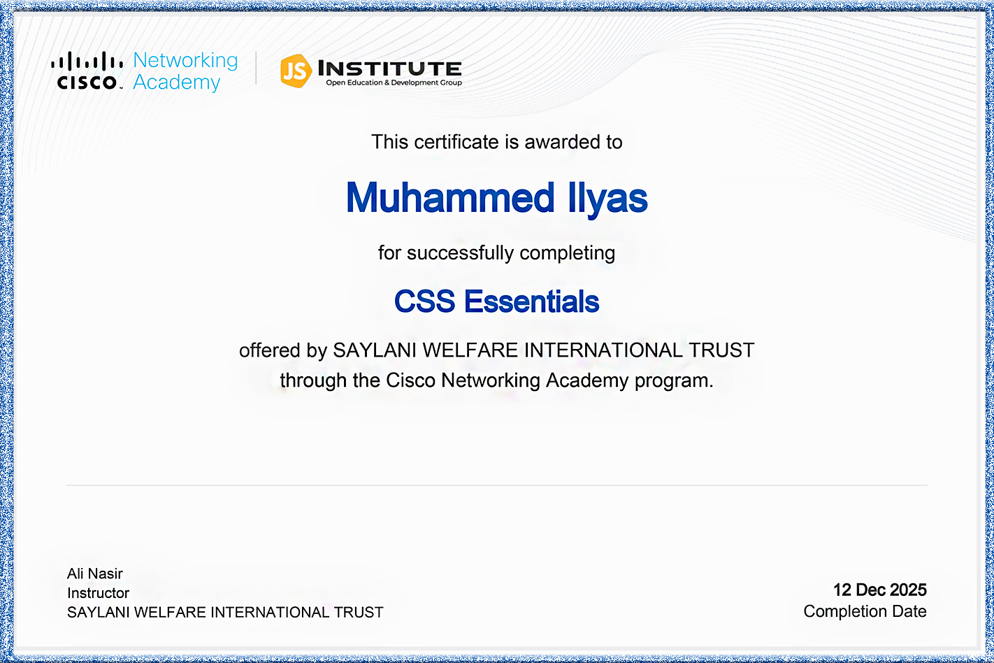 CSS Essentials Certificate