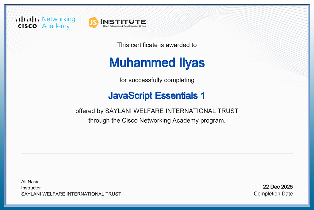 JavaScript Essentials Certificate